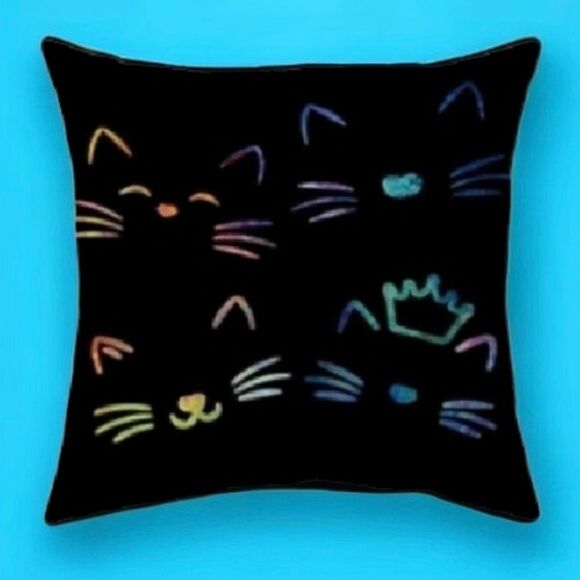 Cartoon Cat Design Colorful Kitty Pattern Zippered Pillowcase for Accent Pillow - Picture 1 of 6